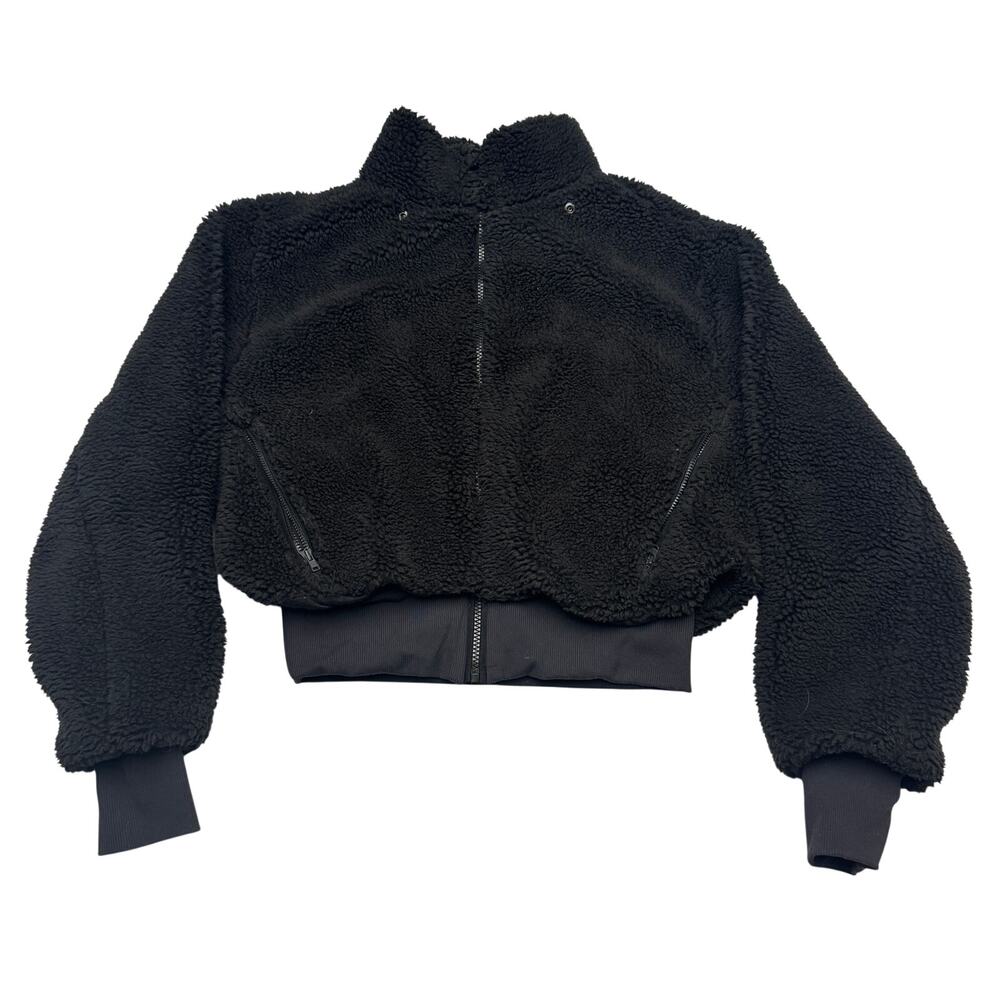Alo Yoga Foxy Sherpa Jacket Women's Small Cozy Cropped Bomber No Hood